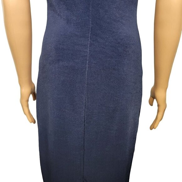 J. Crew Vintage Y2K Women's Navy Blue Midi Length Slit Sleeveless Dress Size 4 - Picture 8 of 10